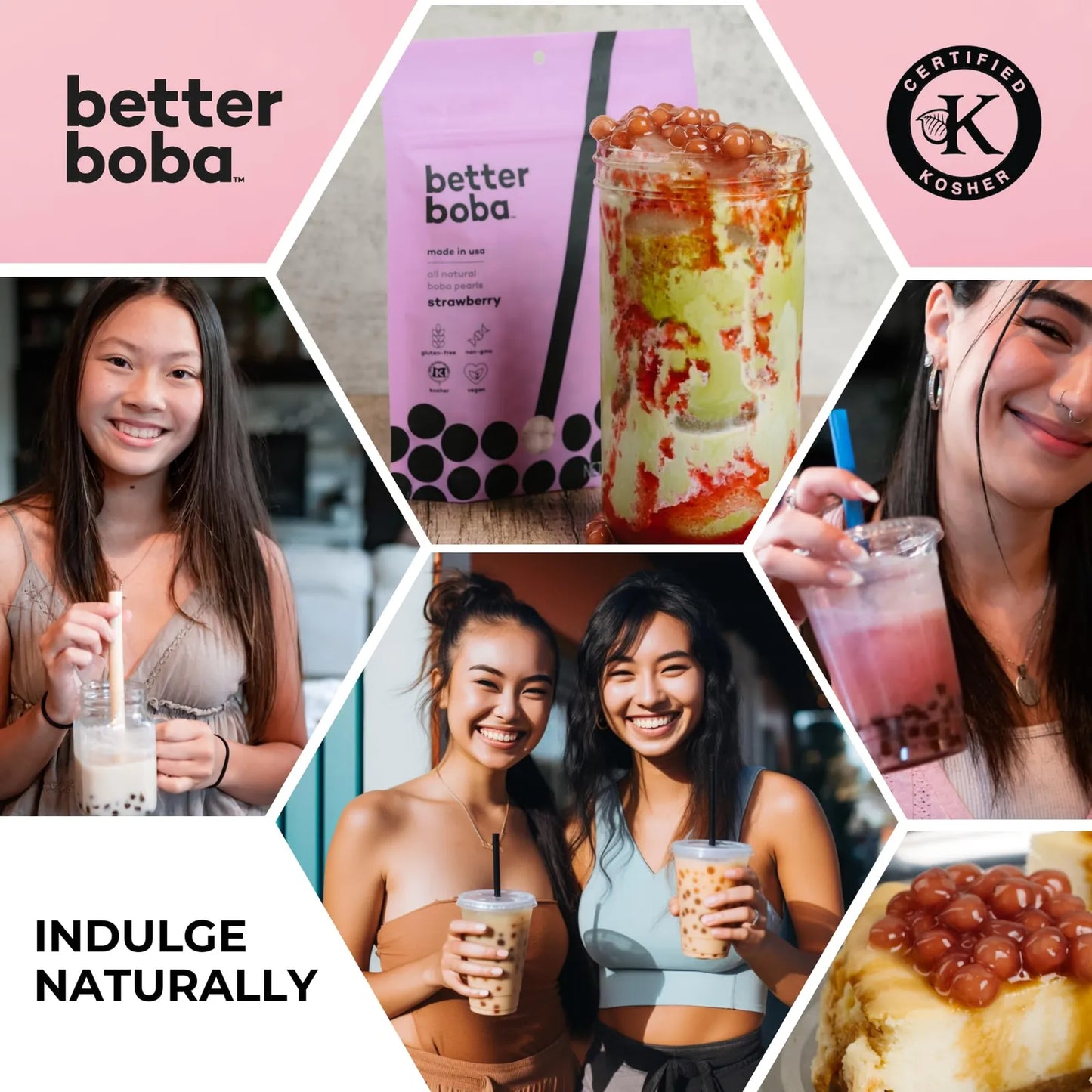 Perlas De Fresa Boba Naturales Veganas Sin Gluten 8 Onzas 12 Porciones