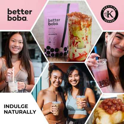 Perlas De Fresa Boba Naturales Veganas Sin Gluten 8 Onzas 12 Porciones