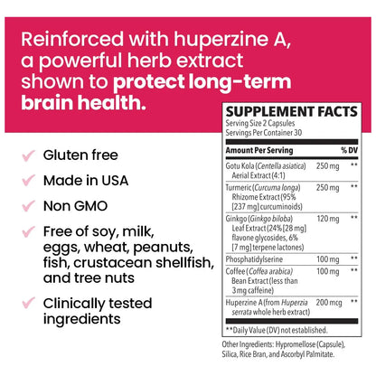 NeuroQ Memory Focus Extra Strength Suplemento Cognitivo Con Huperzina A Y Ginkgo