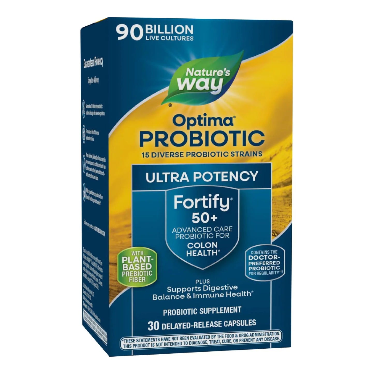Probiótico Diario 90 Mil Millones 15 Cepas Con Prebióticos 30 Cápsulas Natures Way