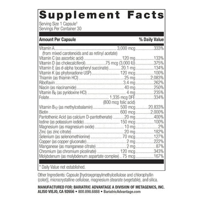 Multivitaminico Diario Para Pacientes Bariatricos Con Tiamina Capsulas Sin Gluten