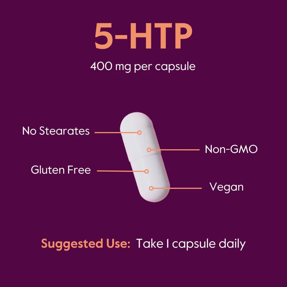 Capsulas De 5 Htp 400 Mg 60 Unidades Vegano Sin Estearatos Sin Gluten
