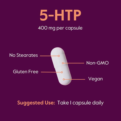 Capsulas De 5 Htp 400 Mg 60 Unidades Vegano Sin Estearatos Sin Gluten