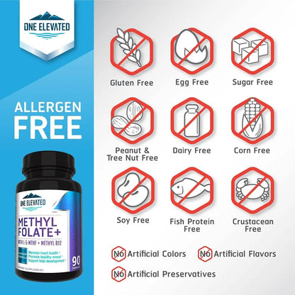Forte Methyl Folate B12 Niacina B1 B2 B6 Suplemento 3 Meses Máxima Absorción