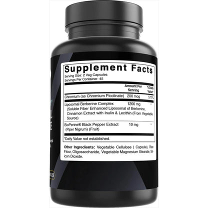 Berberina Liposomal 1200 Mg Con Bioperine Y Fibra 90 Cápsulas Veganas