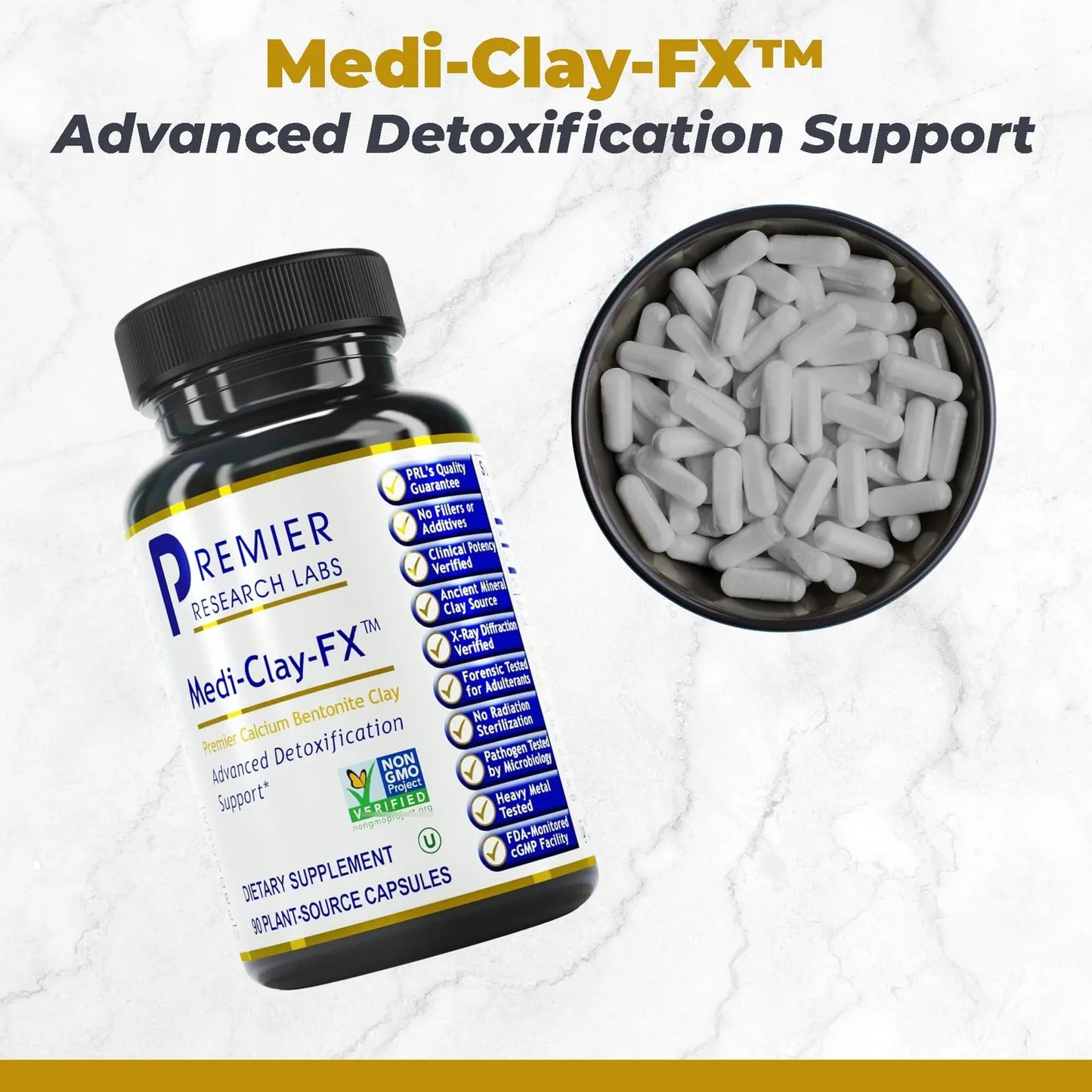 Capsulas De Arcilla De Bentonita Medi Clay Fx Desintoxicacion Natural Vegano