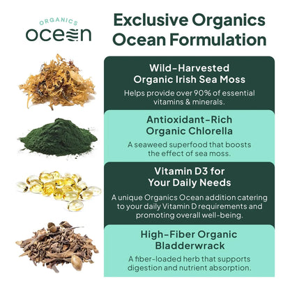 Cápsulas De Musgo Marino Irlandés Orgánico Con Clorella Y Vitamina D3 Para Energía Y Salud