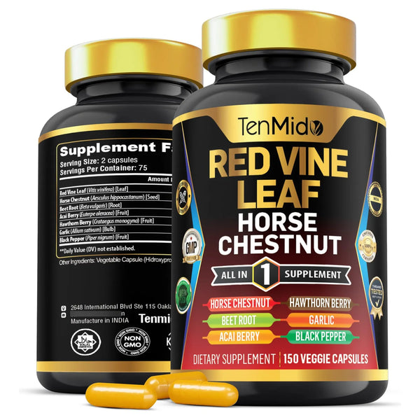 Extracto Hoja De Vid Roja 7 En 1 Con Castaño De Indias Y Remolacha 150 Cápsulas