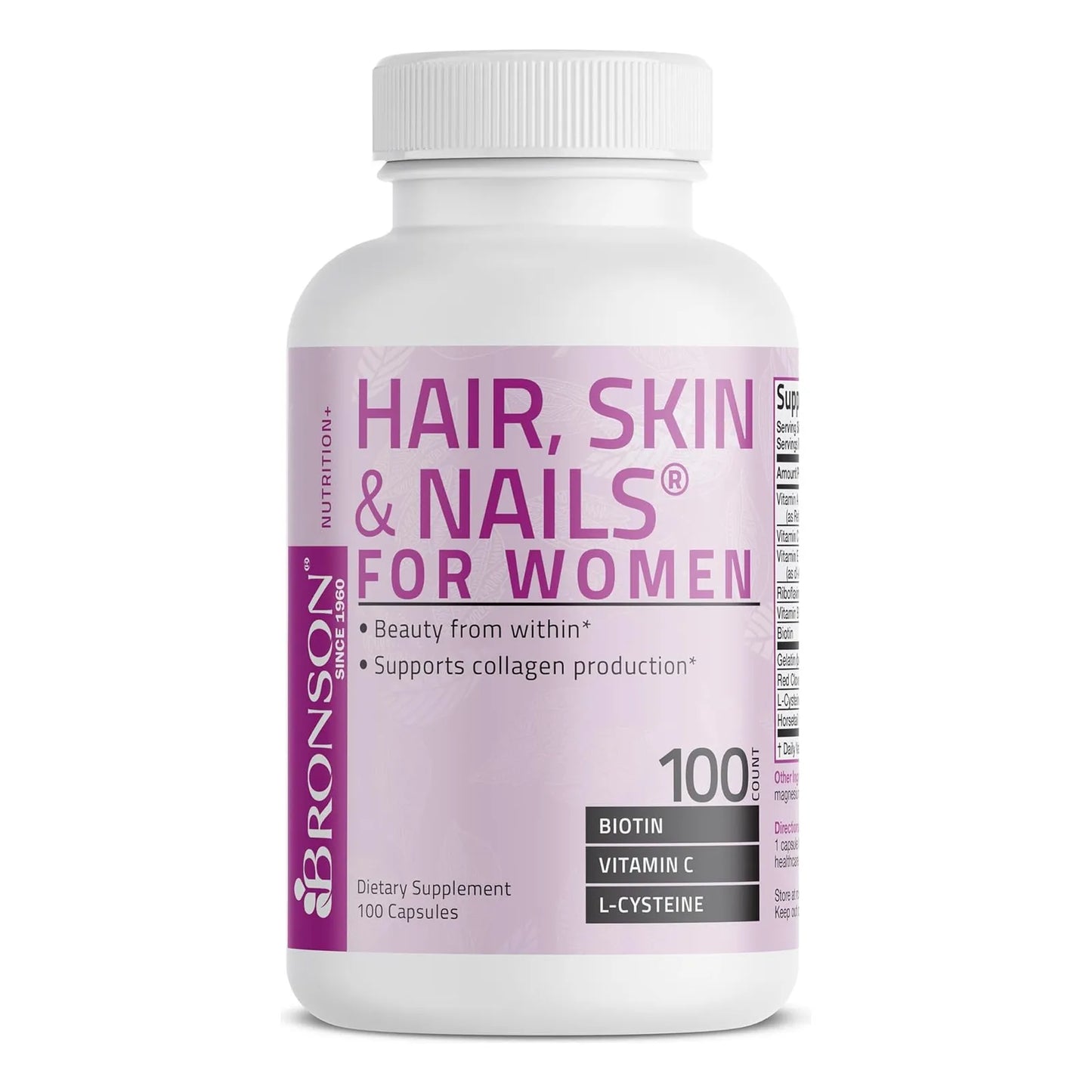 Suplemento Vitamínico Biotina Cabello Piel Uñas Bronson 100 Cápsulas Potencia Superior
