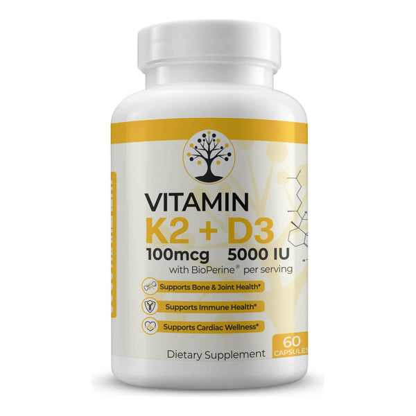 Suplemento Vitamina D3 K2 5000 Ui 60 Capsulas Salud Osea E Inmunidad