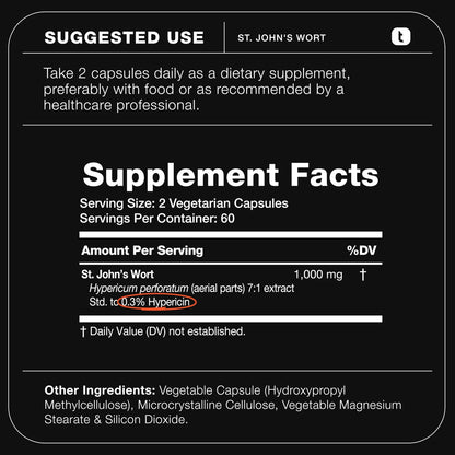 Capsulas Hierba De San Juan Ultra Concentradas 1000 Mg 7X Extracto Puro Hipericina 03 120 Unidades