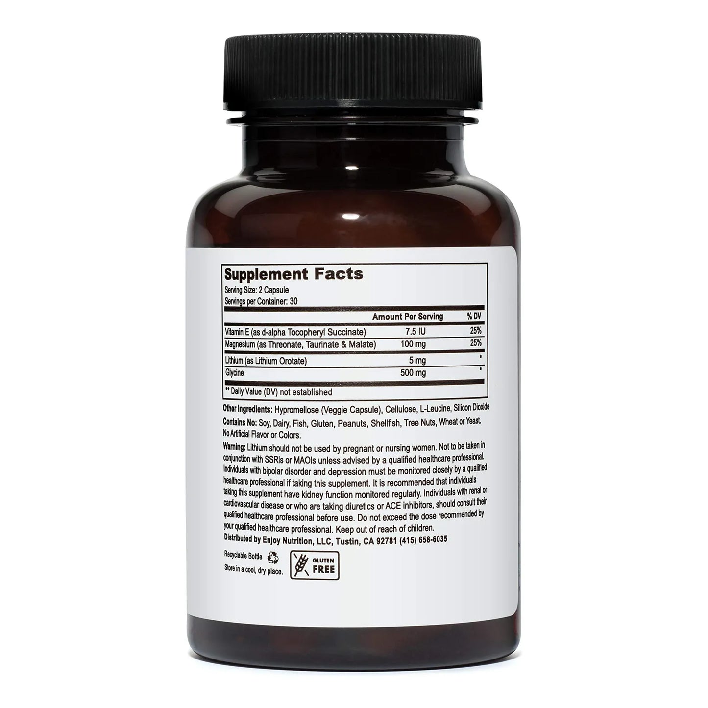 Orotato De Litio 5 Mg Treonato Magnesio 300 Mg Taurina Apoyo Animo Cognicion 60 Caps