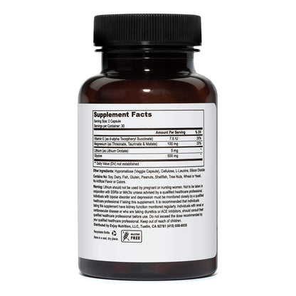 Orotato De Litio 5 Mg Treonato Magnesio 300 Mg Taurina Apoyo Animo Cognicion 60 Caps