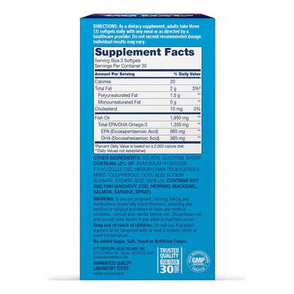 Capsulas Blandas Aceite De Pescado Silvestre Alaska 90 Unidades Corazon Sano Sin Eructos