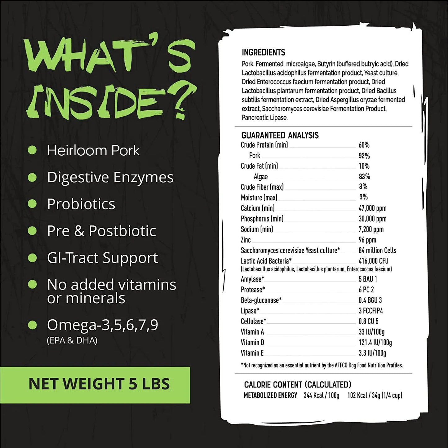 Polvo Nutritivo Para Perros 5 En 1 Origins Con Proteina De Cerdo Natural