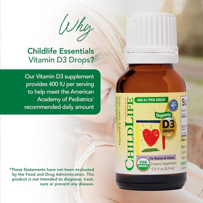Gotas Organicas Vitamina D3 Para Bebes 400 Ui Childlife Essentials Huesos Fuertes Sistema Inmunologico