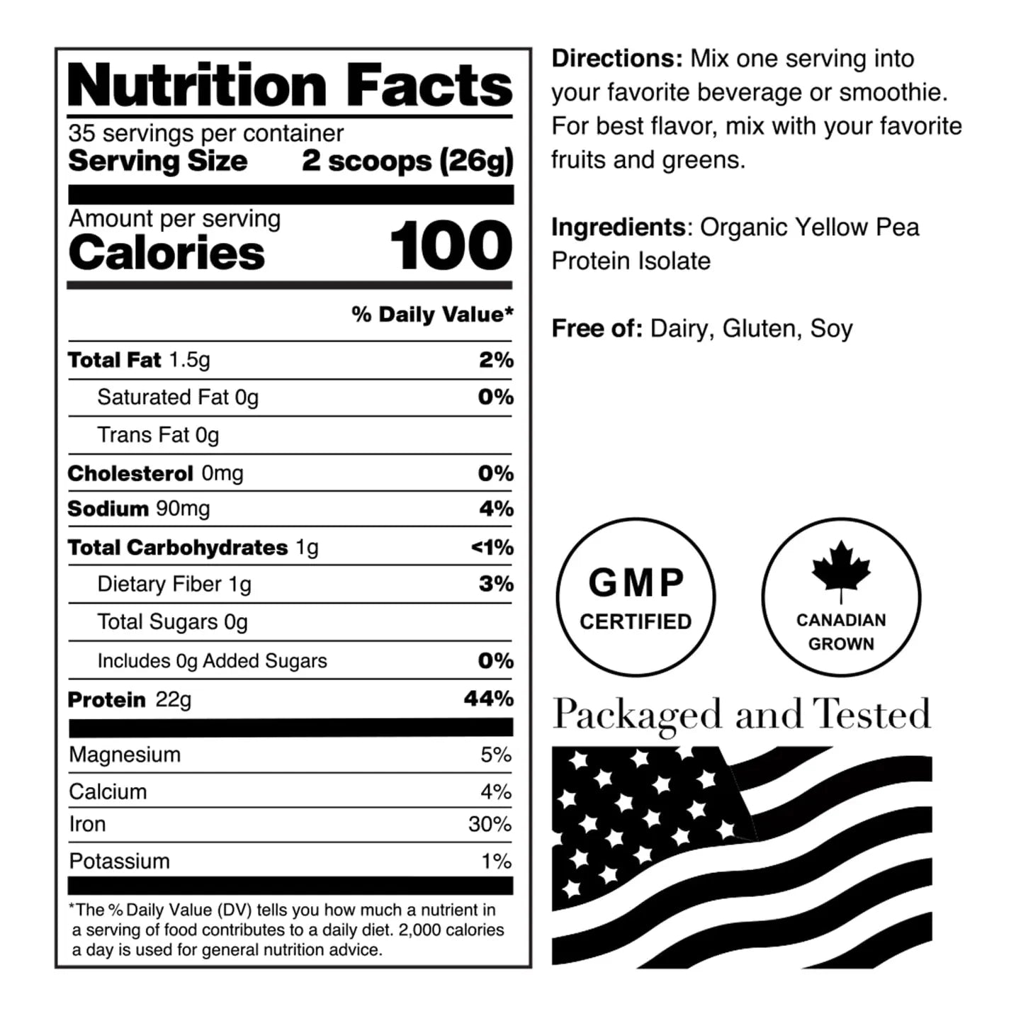 Proteína De Guisante Orgánica 454g Alta Pureza Vegano Sin Aditivos