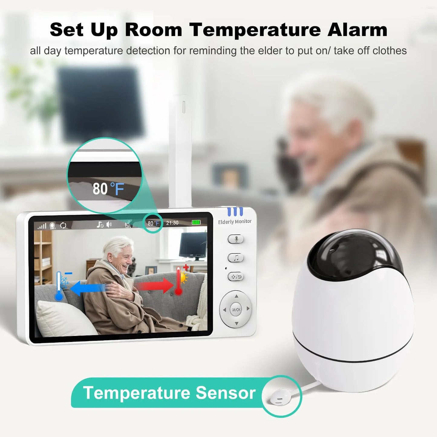 Monitor Ancianos 5 Pulgadas Camara Audio Deteccion Caidas Alerta SOS