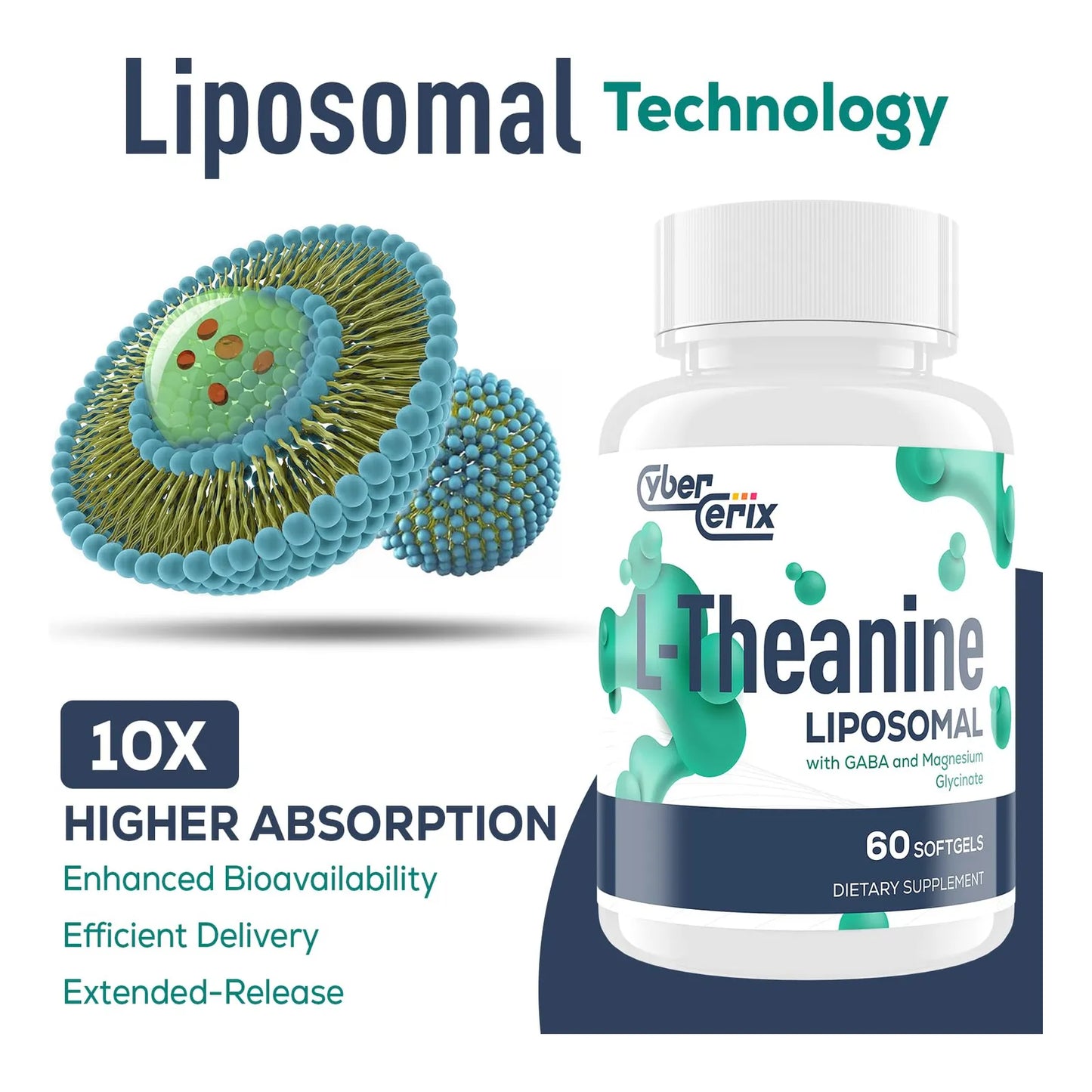 L Teanina Liposomal 500 Mg Con Gaba 200 Mg Y Magnesio 100 Mg Capsulas Suplemento Para Relajacion Y Concentracion