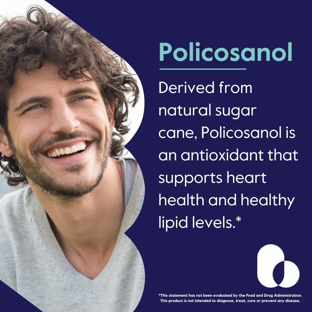 Policosanol 25mg 180 Cápsulas Veganas Mejora Salud Cardíaca Y Colesterol