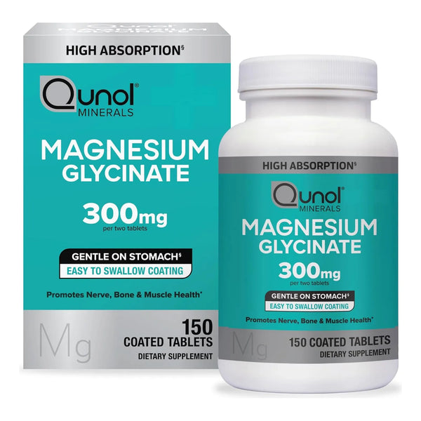 Glicinato De Magnesio 300 Mg 150 Tabletas Quelatadas Qunol Suplemento Muscular