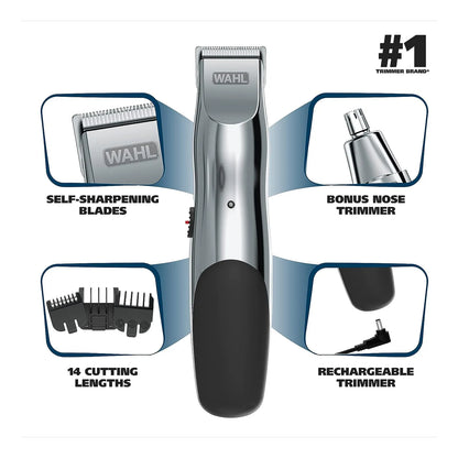 Recortadora Wahl Groomsman 5622 Recargable Para Barba Y Nariz Con 8 Peines