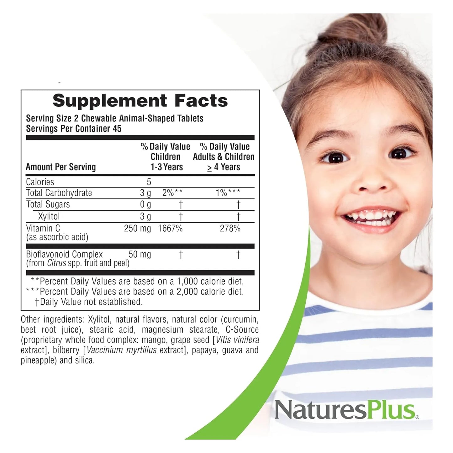 Vitamina C Masticable Para Niños Sabor Naranja Natural NaturesPlus 90 Tabletas