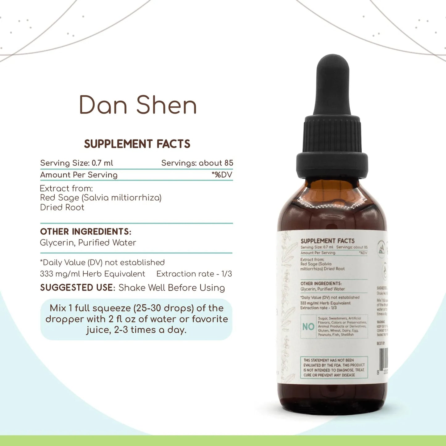 Tintura De Extracto De Hierbas Dan Shen 60 Ml Gotas Líquidas Natural Sin Alcohol