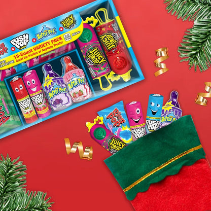 Surtido De 18 Paletas Ring Pop Push Pop Juicy Drop Sabores Afrutados