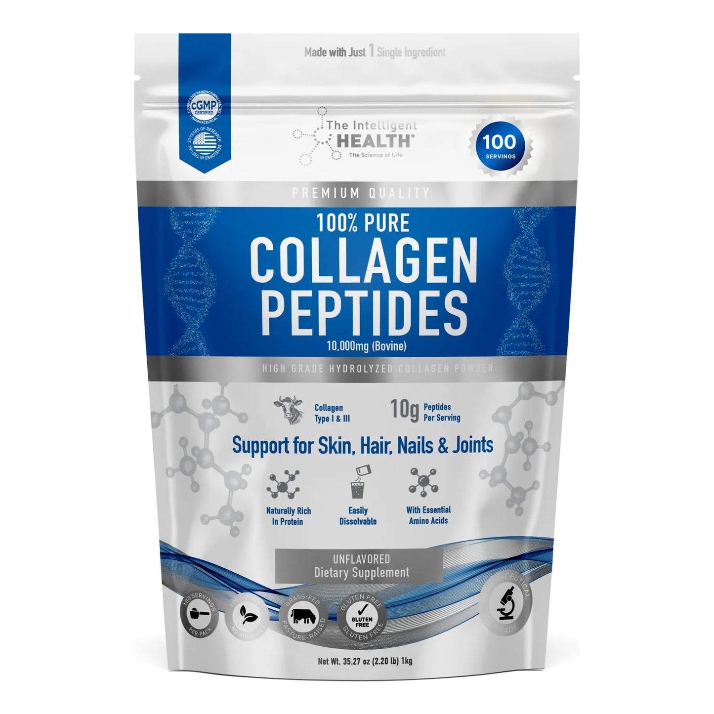 Péptidos De Colágeno Hidrolizados En Polvo Alimentado Con Pasto Sin Sabor Keto Paleo