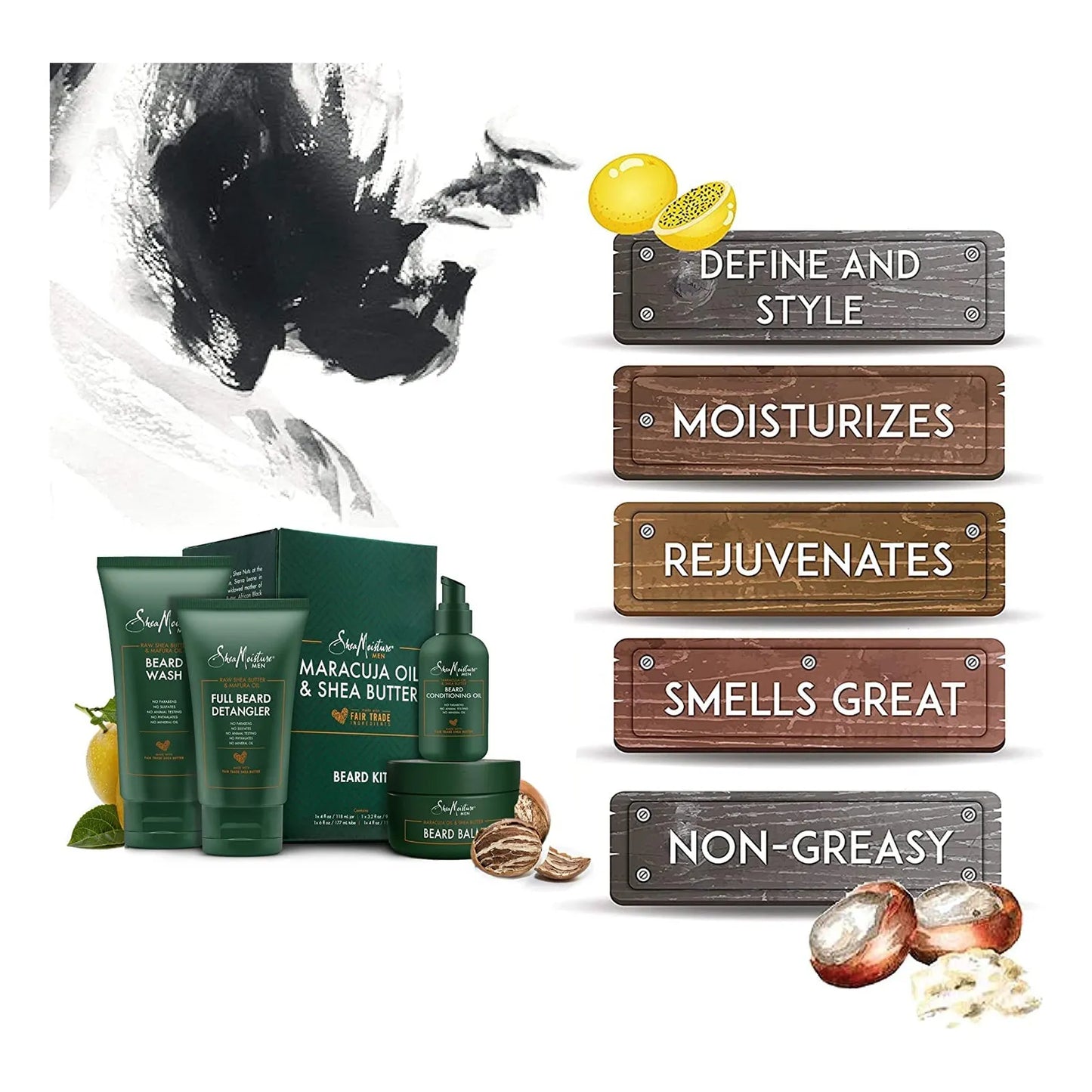 Kit Completo Para Barba Shea Moisture Lavado Balsamo Aceite Y Acondicionador