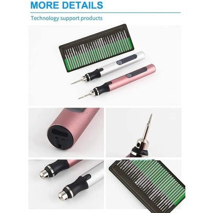 Lapiz Grabador Electrico Recargable 30 Puntas 16 Plantillas Kit Profesional