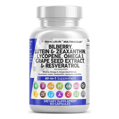 Vitaminas Para Salud Ocular Con Arándano Luteína Zeaxantina 40 Mg Licopeno Resveratrol Omega 3