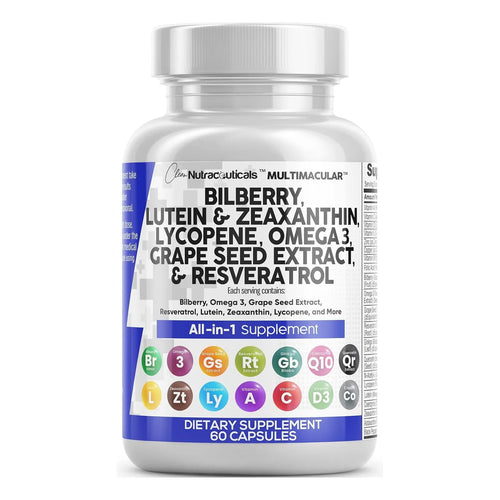 Vitaminas Para Salud Ocular Con Arándano Luteína Zeaxantina 40 Mg Licopeno Resveratrol Omega 3