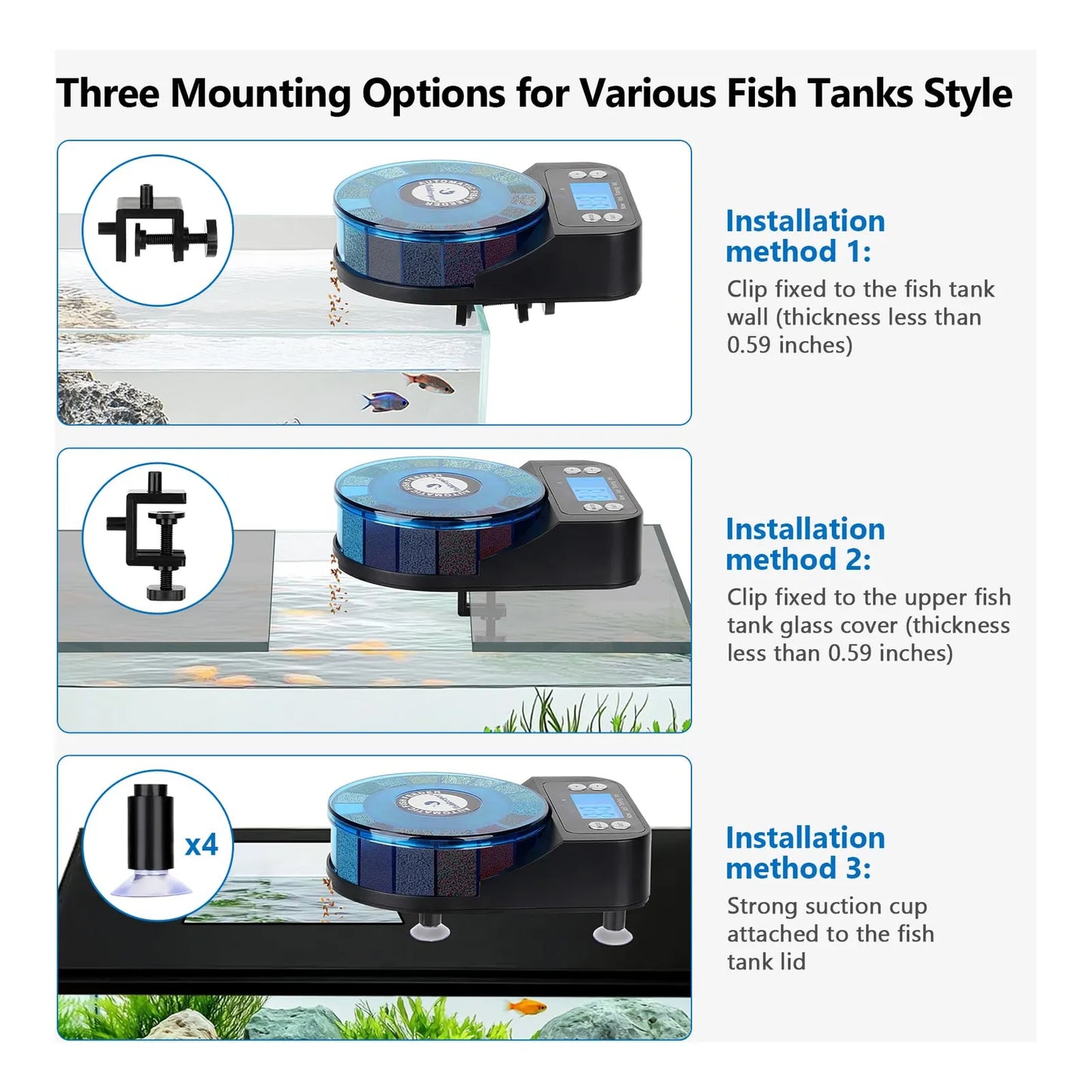 Alimentador Automático Recargable Con Dispensador De Precisión Para Peces Y Tortugas