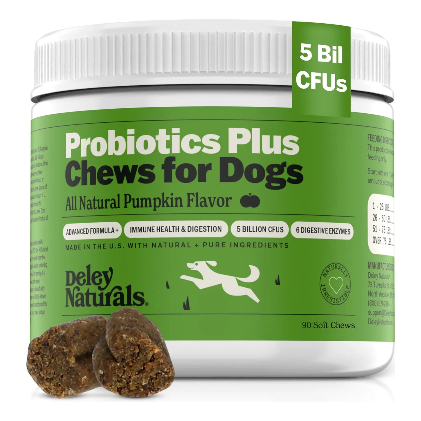 Chicles Probióticos Para Perros Salud Intestinal 5 Mil Millones De UFC Con Sabor A Calabaza