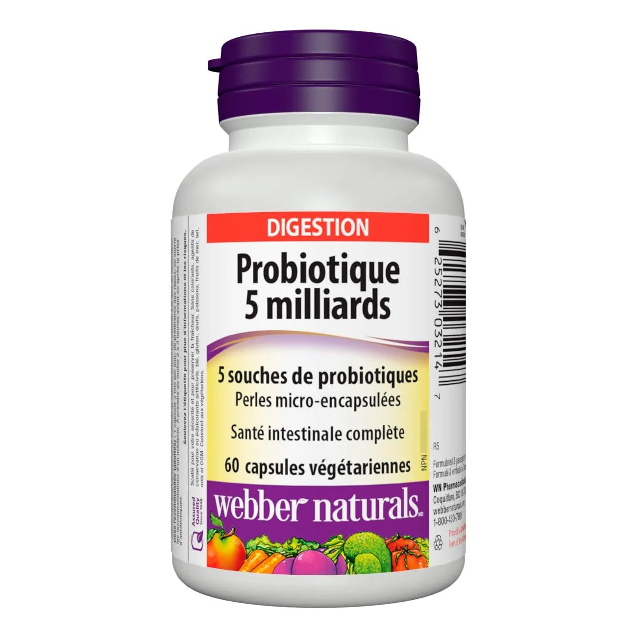 Probiótico Multicepa 5 Mil Millones Células Activas 60 Cápsulas Webber Naturals