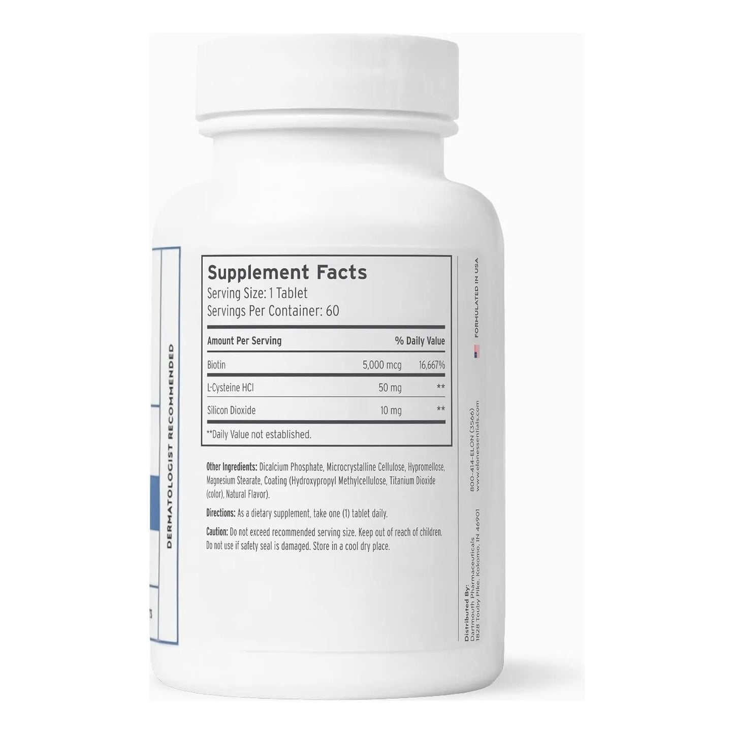 Vitaminas Biotina 5000 Mcg Crecimiento Cabello Liberación Prolongada Elon Matrix