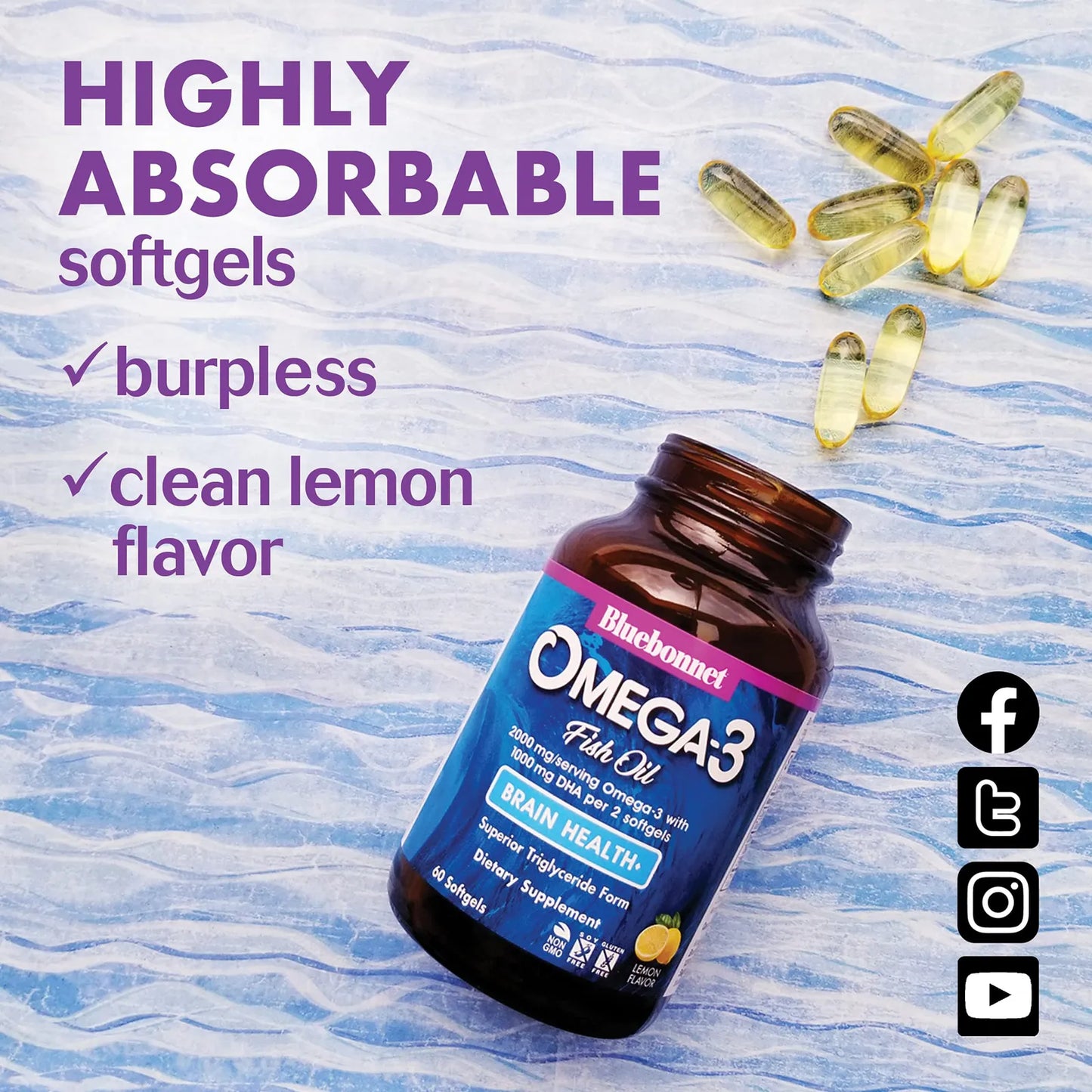 Omega 3 Brain Formula Suplemento Cognitivo DHA EPA 60 Capsulas