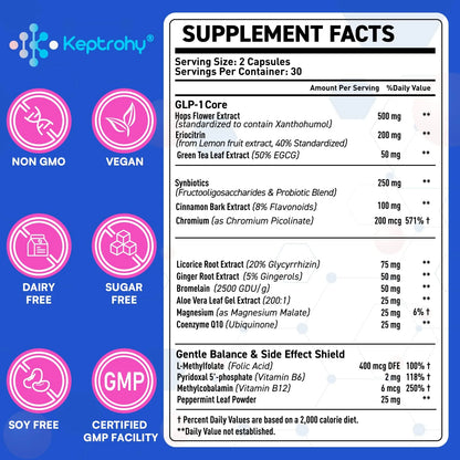 Suplemento GLP-1 Natural Soporte Energía Digestión Y Salud 30 Cápsulas
