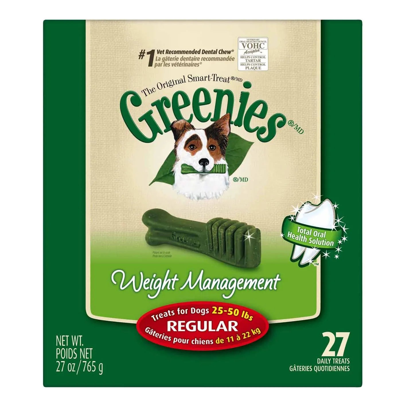 Golosinas Masticables Naturales GREENIES Cuidado Dental Y Control De Peso Para Perros Paquete 27 Onzas