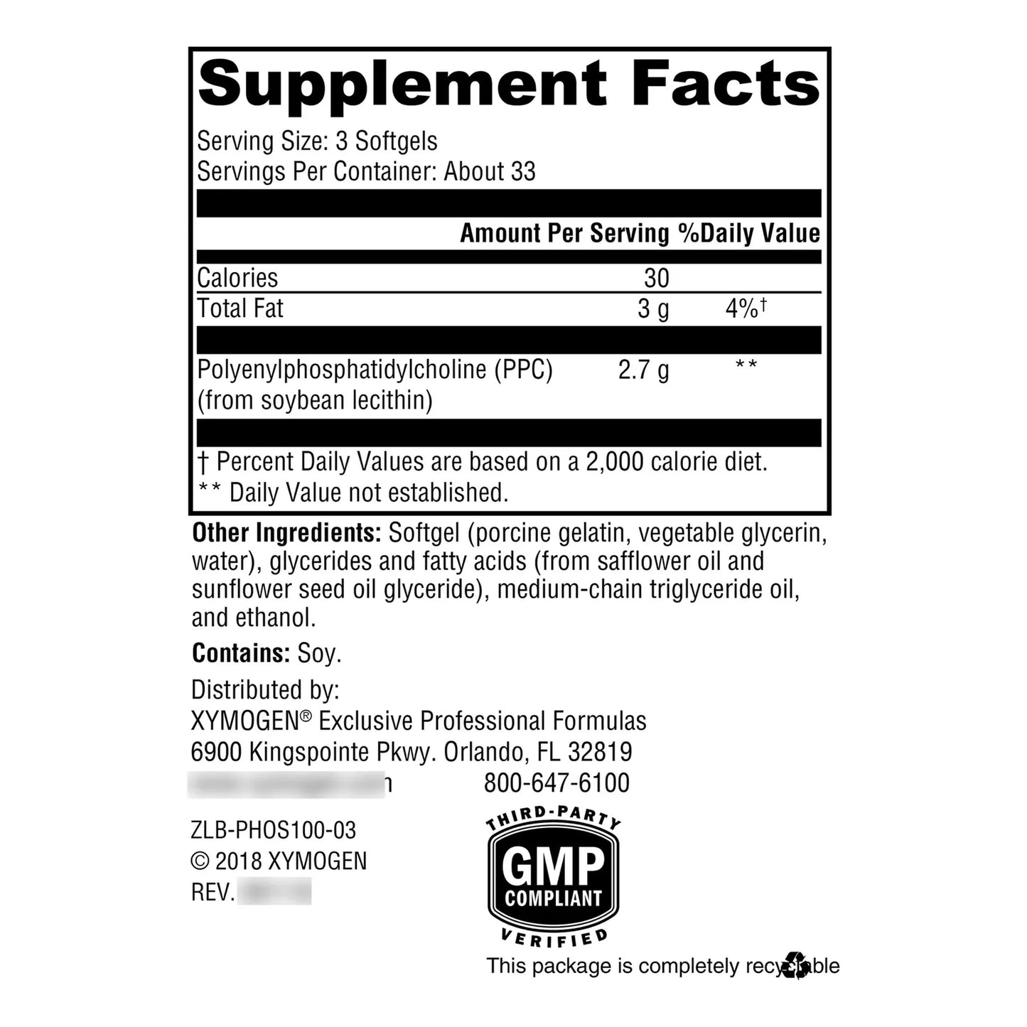 Fosfatidilcolina Pura 100 Capsulas Salud Hepatica Y Cerebral