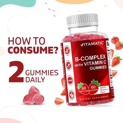 Gomitas De Vitamina B Y C Con Inositol Sabor Fresa 60 Unidades