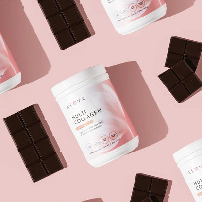 Alaya Polvo De Colágeno Hidrolizado Tipos I II III V X Con MSM Y GC Sabor Chocolate