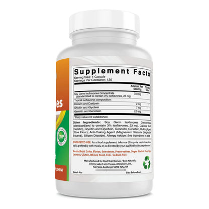 Isoflavonas De Soja 750 Mg 120 Cápsulas Paquete De 3 Puro Y Potente