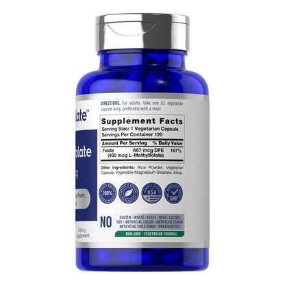 Folato Metilado 400mcg 120 Cápsulas Vegetarianas - Energía y Bienestar