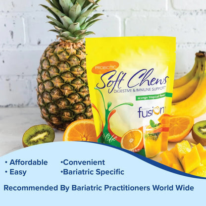 Probiótico Masticable Bariatric Fusion 10 Mil Millones UFC Sabor Tropical Naranja 60 Unidades