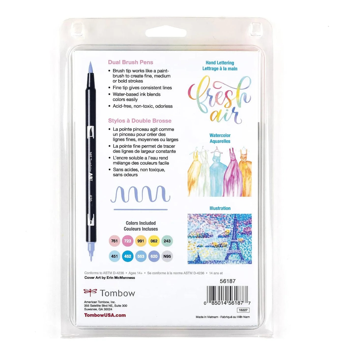 Marcadores Tombow Dual Brush Pastel X10 Punta Doble Y Mezclables