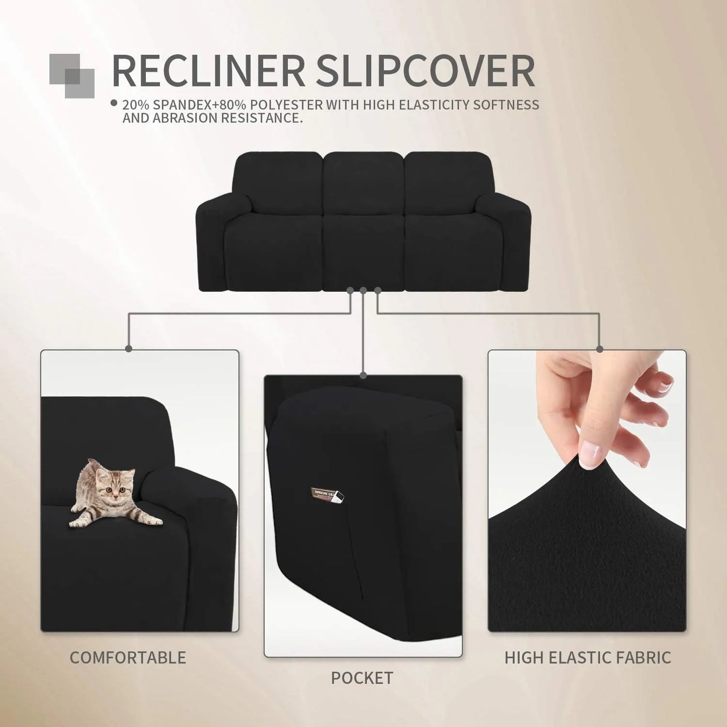 Funda Elastica Microfibra Para Sofa Reclinable Seccional 3 Cuerpos Proteccion Lavable