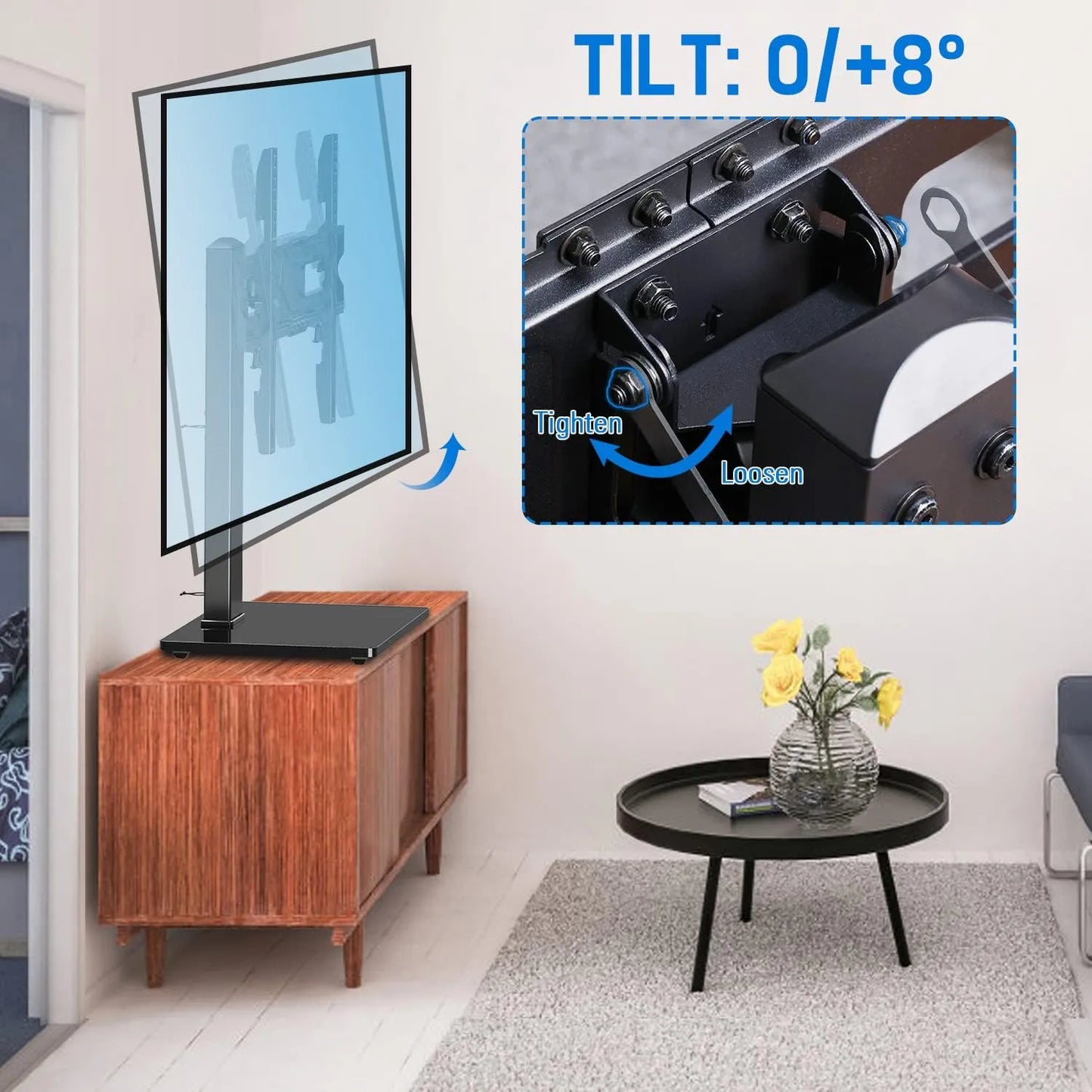 Soporte Universal Para TV 37 A 70 Pulgadas Altura Ajustable Base Vidrio Templado